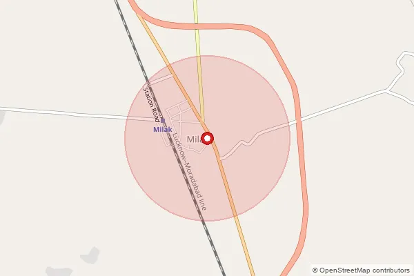 Map showing approximate area covered by Pincode 244921 — Hamidabad Bo, Rampur