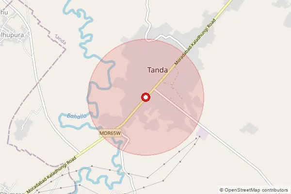 Map showing approximate area covered by Pincode 244925 — Dhanupura Bo, Rampur