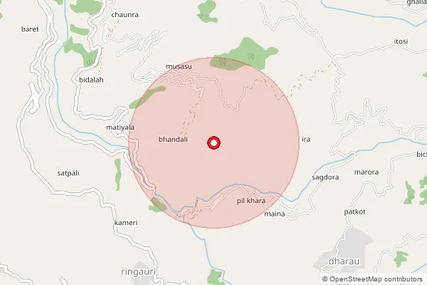 Map showing approximate area covered by Pincode 246167 — Doval, Pauri Garhwal