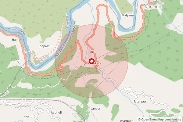 Map showing approximate area covered by Pincode 246171 — Maiki Marhi Bo, Rudra Prayag