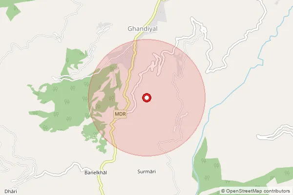 Map showing approximate area covered by Pincode 246175 — Naithana So, Pauri Garhwal
