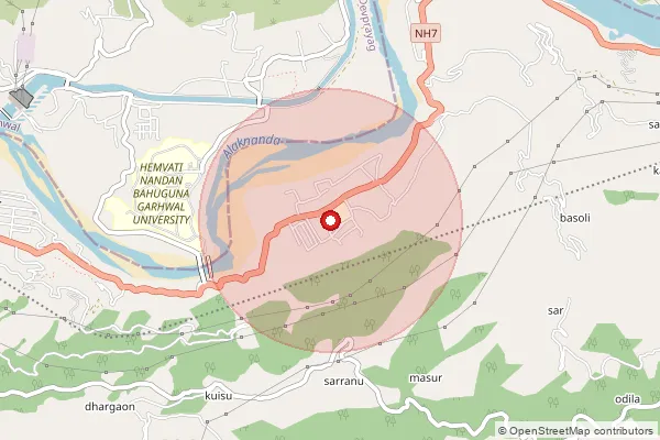 Map showing approximate area covered by Pincode 246178 — Srikot So, Pauri Garhwal