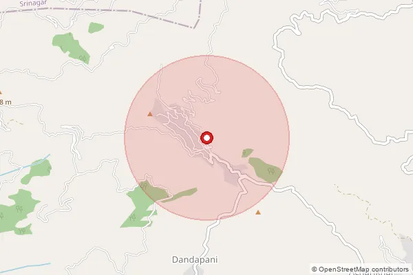 Map showing approximate area covered by Pincode 246194 — Kholachauri Bo, Pauri Garhwal