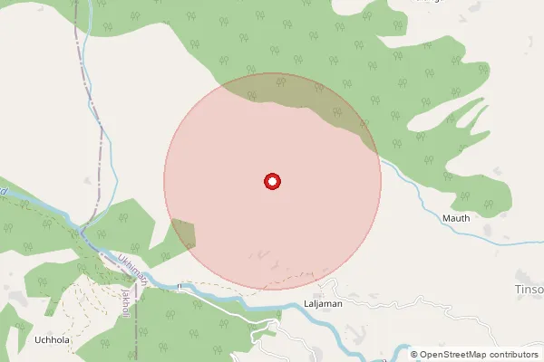 Map showing approximate area covered by Pincode 246419 — Bareth Bo, Rudra Prayag
