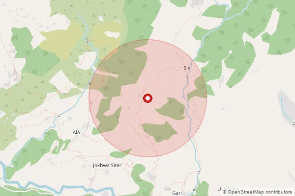 Map showing approximate area covered by Pincode 246424 — Bhimtalla Bo, Chamoli