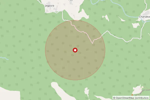 Map showing approximate area covered by Pincode 246425 — Basukedar Bo, Rudra Prayag