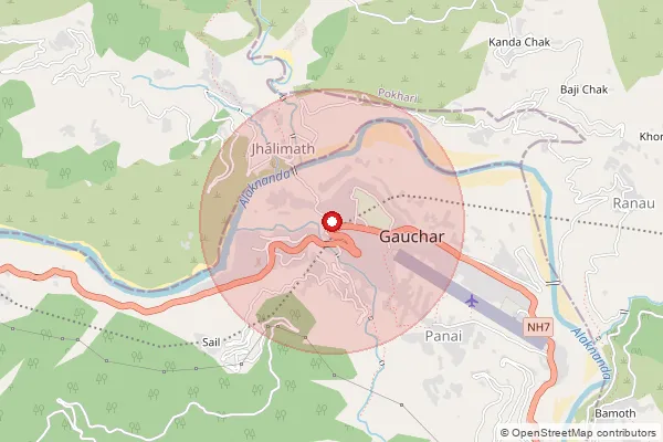 Map showing approximate area covered by Pincode 246429 — Duwa Bo, Chamoli