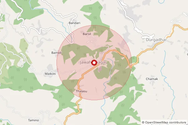 Map showing approximate area covered by Pincode 246448 — Maikoti So, Rudra Prayag