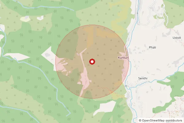 Map showing approximate area covered by Pincode 246449 — Mokh Bo, Chamoli