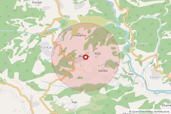 Map showing approximate area covered by Pincode 246473 — Bhikona Bo, Chamoli