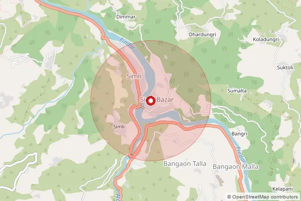 Map showing approximate area covered by Pincode 246474 — Kedarukhal, Chamoli