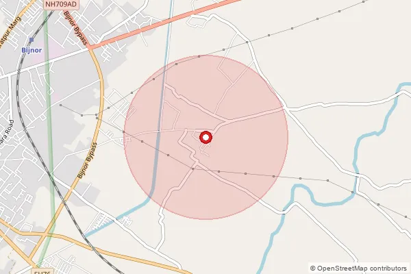 Map showing approximate area covered by Pincode 246701 — Bijnor Ho, Bijnor