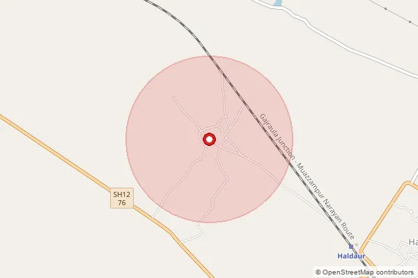 Map showing approximate area covered by Pincode 246726 — Amhera Bo, Bijnor