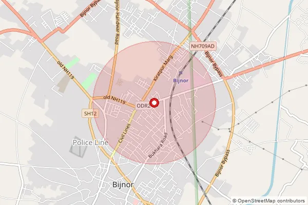 Map showing approximate area covered by Pincode 246764 — Barooki Bo, Bijnor