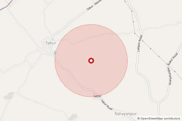 Map showing approximate area covered by Pincode 247342 — Aghiana Bo, Saharanpur