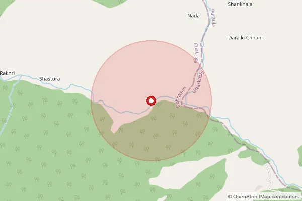 Map showing approximate area covered by Pincode 247658 — Sultanpur So, Haridwar