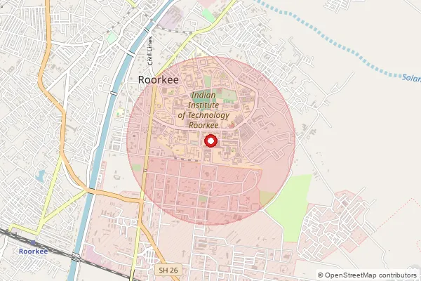 Map showing approximate area covered by Pincode 247667 — Roorkee Ho, Haridwar