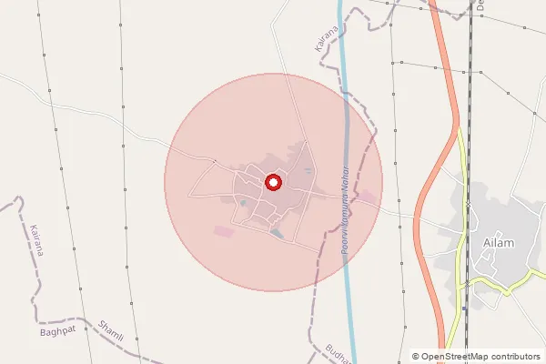 Map showing approximate area covered by Pincode 247771 — Nala Bo, Shamli