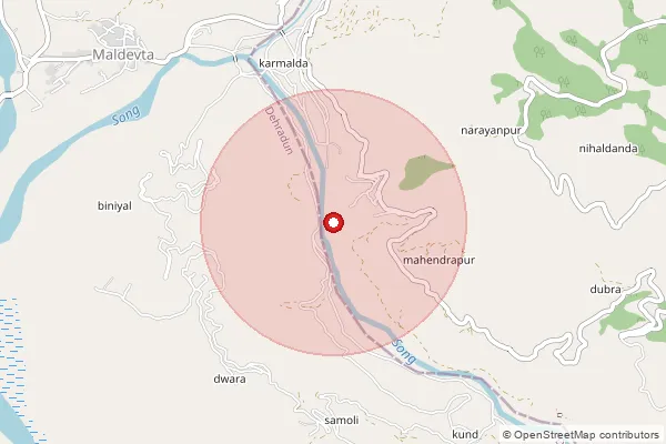 Map showing approximate area covered by Pincode 248008 — Nakronda Bo, Dehradun