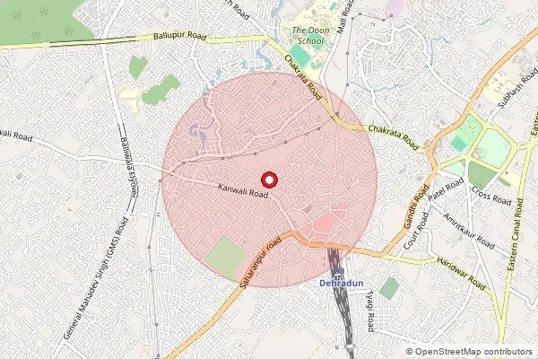 Map showing approximate area covered by Pincode 248018 — Mehunwala So, Dehradun