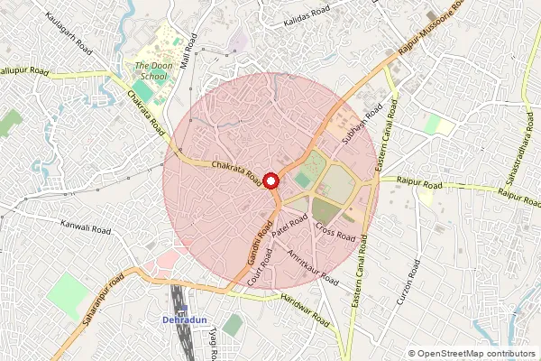 Map showing approximate area covered by Pincode 248020 — Ndc Dehradun, Na