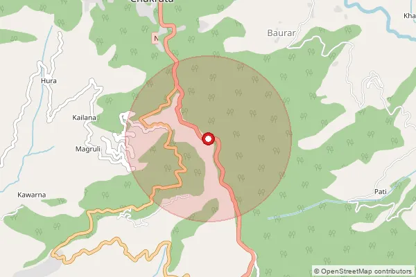 Map showing approximate area covered by Pincode 248123 — Bhandrauli Bo, Dehradun