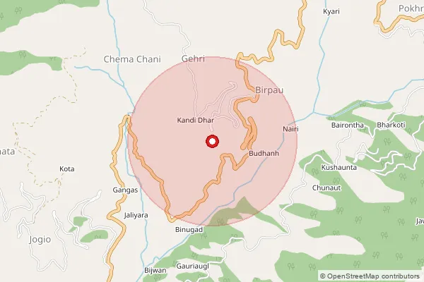 Map showing approximate area covered by Pincode 248124 — Myunda Bo, Dehradun