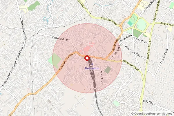Map showing approximate area covered by Pincode 248143 — Dharkot Bo, Dehradun