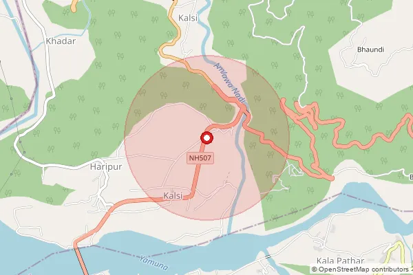 Map showing approximate area covered by Pincode 248159 — Chhibroo Bo, Dehradun