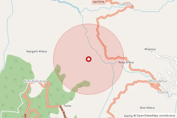 Map showing approximate area covered by Pincode 248165 — Dimau Bo, Dehradun