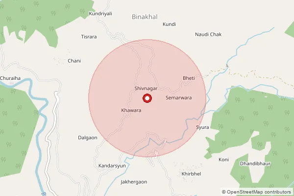 Map showing approximate area covered by Pincode 249125 — Bhaatgaon Bo, Tehri Garhwal