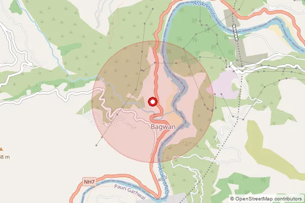 Map showing approximate area covered by Pincode 249126 — Souru Bo, Tehri Garhwal