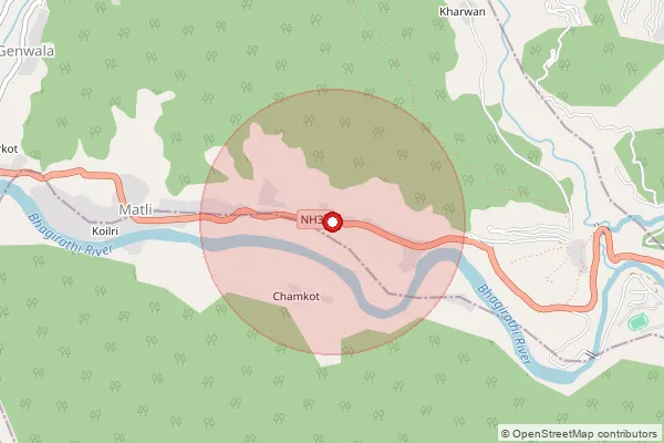 Map showing approximate area covered by Pincode 249132 — Siyansu Bo, Tehri Garhwal