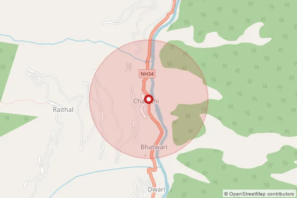 Map showing approximate area covered by Pincode 249135 — Malla Bo, Uttar Kashi