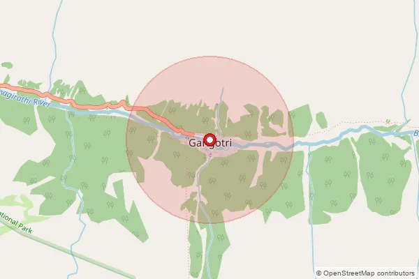 Map showing approximate area covered by Pincode 249136 — Gangotri Seasonal So, Uttar Kashi