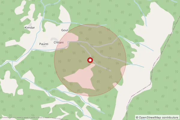 Map showing approximate area covered by Pincode 249141 — Gadoli Bo, Uttar Kashi