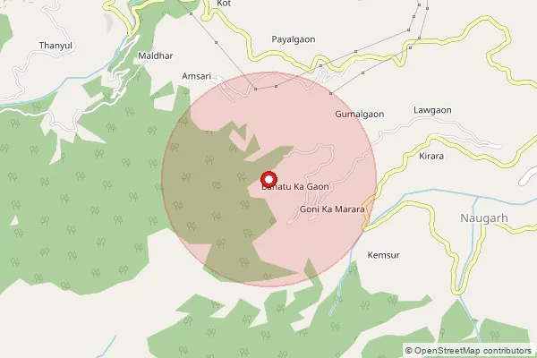 Map showing approximate area covered by Pincode 249146 — Jakholi Bo, Tehri Garhwal