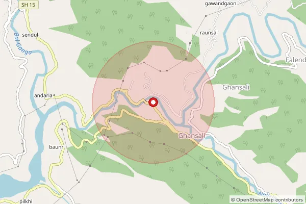 Map showing approximate area covered by Pincode 249155 — Dewath Bo, Tehri Garhwal