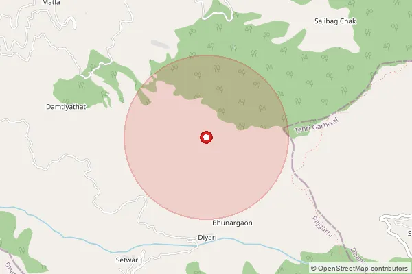 Map showing approximate area covered by Pincode 249171 — Gaatu Bo, Uttar Kashi