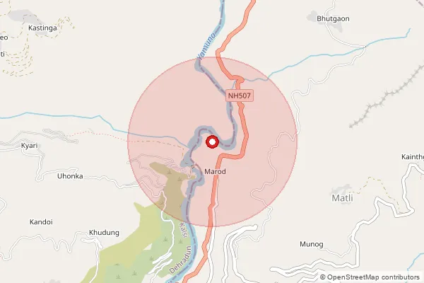 Map showing approximate area covered by Pincode 249186 — Mogi Bo, Tehri Garhwal