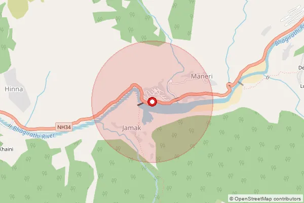 Map showing approximate area covered by Pincode 249194 — Maneri Bo, Uttar Kashi