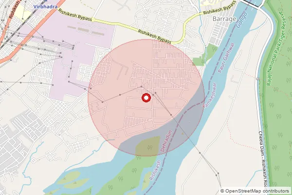 Map showing approximate area covered by Pincode 249202 — Virbhadra So, Dehradun