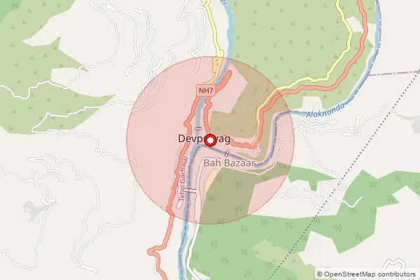 Map showing approximate area covered by Pincode 249301 — Devprayag So, Pauri Garhwal