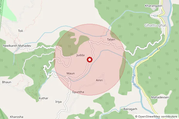 Map showing approximate area covered by Pincode 249304 — Maral Bo, Pauri Garhwal