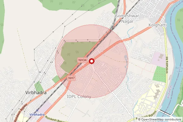 Map showing approximate area covered by Pincode 249306 — Ganga Bhogpur Bo, Pauri Garhwal