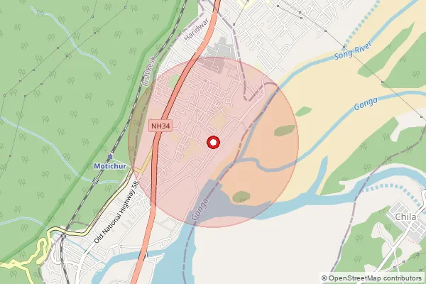 Map showing approximate area covered by Pincode 249410 — Sadhubela Bhupatwala So, Haridwar