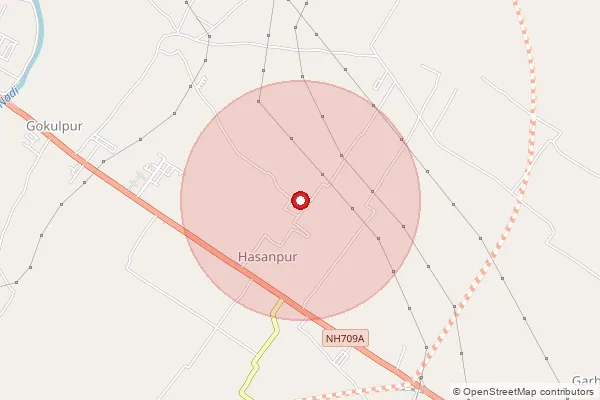 Map showing approximate area covered by Pincode 250004 — Datawali Bo, Meerut