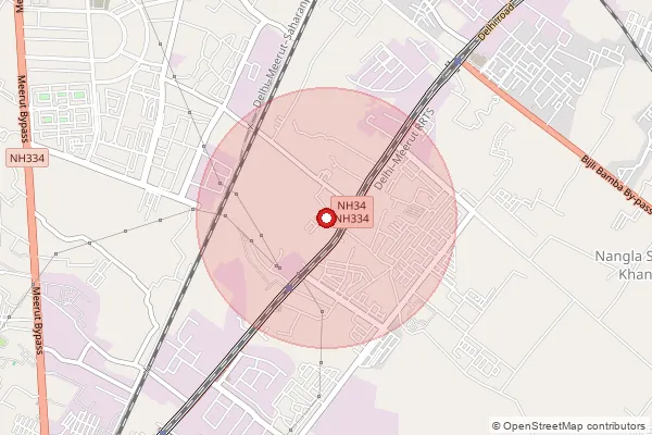 Map showing approximate area covered by Pincode 250103 — I E Partapur So, Meerut