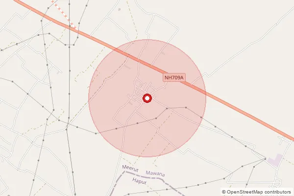 Map showing approximate area covered by Pincode 250106 — Hasanpur Kalan Bo, Meerut