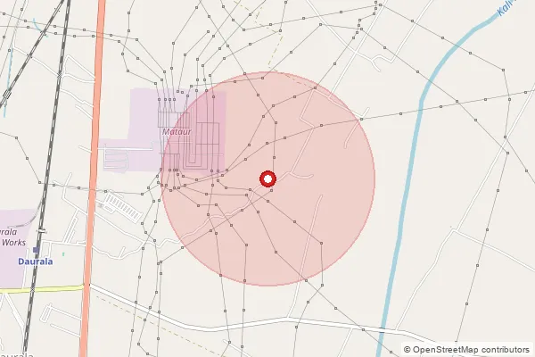 Map showing approximate area covered by Pincode 250221 — Daurala Gaon Bo, Meerut